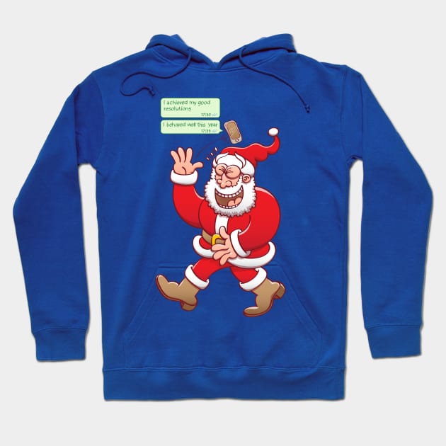 Santa laughing out loud when receiving text messages from people saying that they have been good Hoodie by zooco